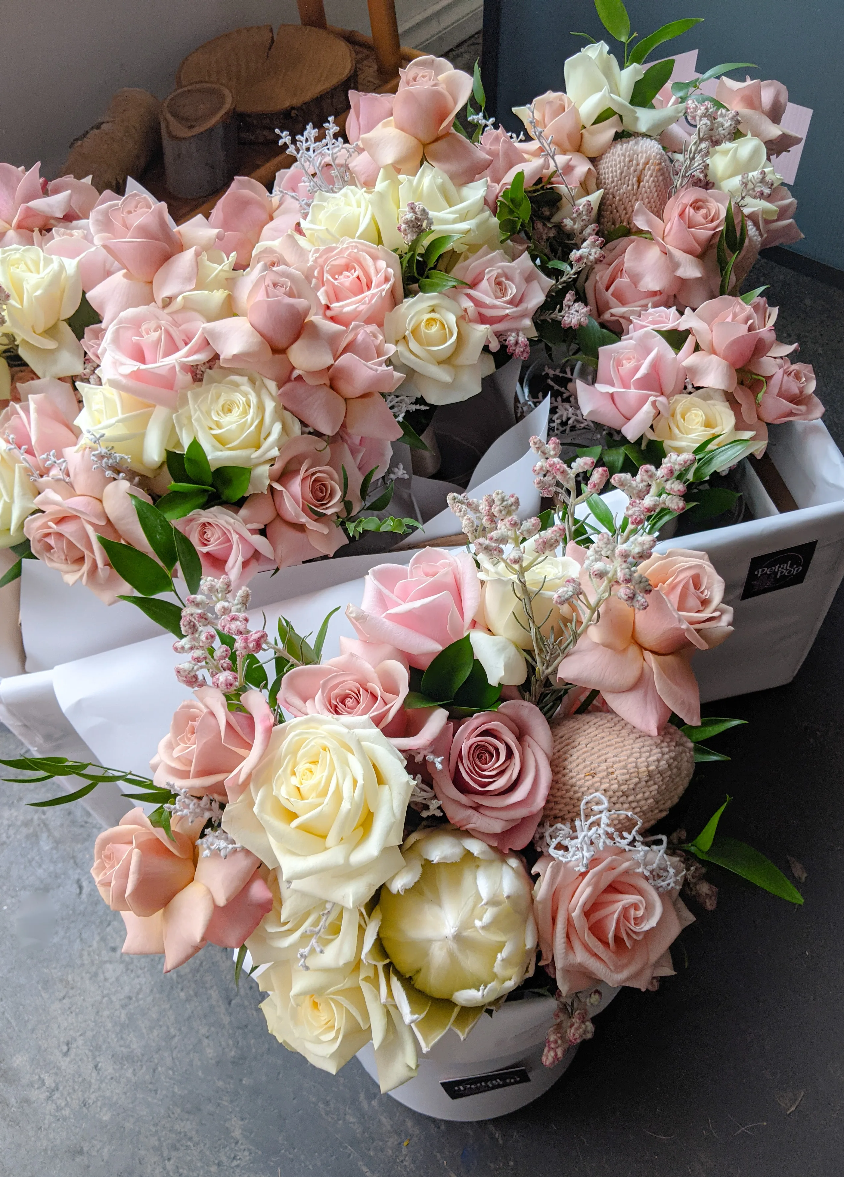 Bespoke bouquet crafted in the Petal Pop studio, Brunswick
