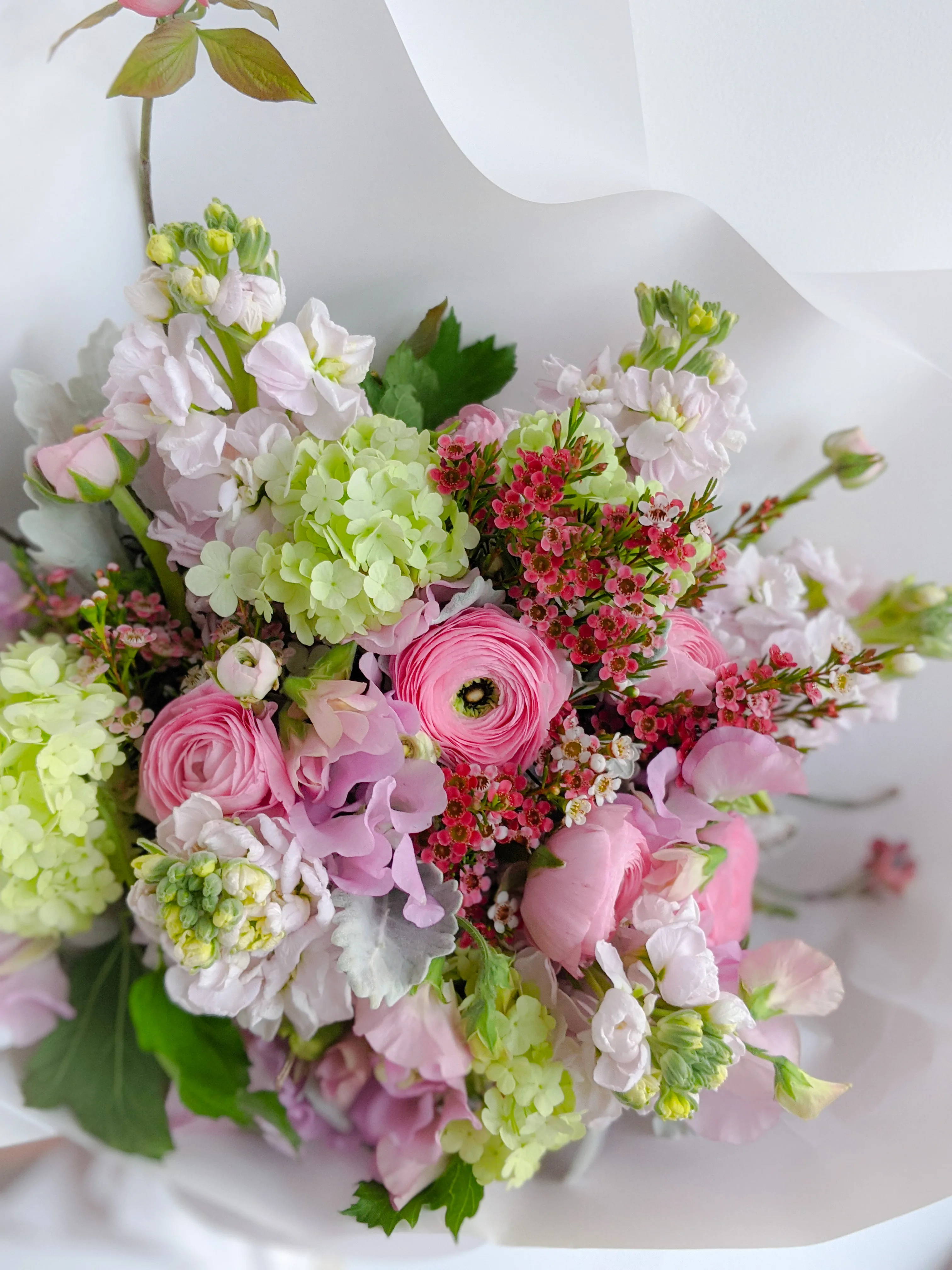 Soft pastel pink and lilac bouquet